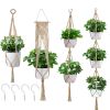 Macrame Plant Hangers With Hooks Hemp Rope Braided Hanging Planter Baskets
