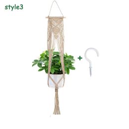 Macrame Plant Hangers With Hooks Hemp Rope Braided Hanging Planter Baskets (Option: Style 3)