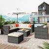 Patio Furniture Sets, 8-Piece Patio Wicker Corner Sofa With Cushions, Ottoman And Coffee Table