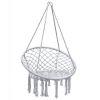 Comfortable And Safe Hanging Hammock Chair With Handwoven Macrame Cotton Backrest