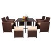 Backyard Garden Pe Wicker For 8 People Dining Table Set