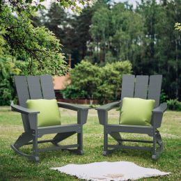 Rocking Adirondack Chairs Patio Rocker All-Weather Resistant, Hdpe Plastic Resin Outdoor Lounge Furniture,Lawn Chairs For Campfire, Fire Pit, Garden, (Color: Gray)