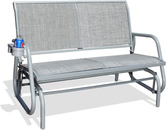 2 Person Swing Glider Chair Patio Swing Bench Rocking Seat For Outdoor Patio,Backyard,Deck Swimming Pool (Color: Grey)