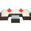 Backyard Patio Garden Pe Rattan Sectional  Corner Sofa Furniture Set 7 Pieces