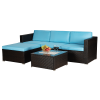 Outdoor Garden Patio Furniture 5-Piece Brown Pe Rattan Wicker Sectional Cushioned Sofa Sets