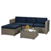 Outdoor Garden Patio Furniture 5-Piece Brown Pe Rattan Wicker Sectional Cushioned Sofa Sets
