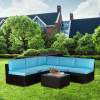 Outdoor Garden Patio Furniture 6-Piece Brown Pe Rattan Wicker Sectional  Cushioned Sofa Sets