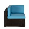 Outdoor Garden Patio Furniture 6-Piece Brown Pe Rattan Wicker Sectional  Cushioned Sofa Sets