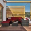 Outdoor Garden Patio Furniture 6-Piece Brown Pe Rattan Wicker Sectional  Cushioned Sofa Sets