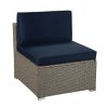 Outdoor Garden Patio Furniture 6-Piece Brown Pe Rattan Wicker Sectional  Cushioned Sofa Sets