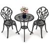 3-Piece Bistro Table Set, Cast Aluminum Outdoor Bistro Furniture Set, Patio Bistro Sets With Small Round Table And 2 Chairs For Porch, Lawn, Garden, B