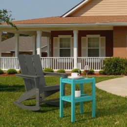 Double Outdoor Side Table, Rectangular Patio Side Table 14.2' X 18.5' X 22.6' In Hdpe, Weather Resistant And Waterproof For Camping, Picnic, Cookouts, (Color: Lake Blue)