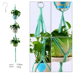 Macrame Plant Hanger With Hooks Different Tiers Handmade Cotton Rope Hanging Planters Set Flower Pots Holder Hanger Stand Indoor Outdoor Boho Home Dec (Option: Style 4)