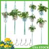 Macrame Plant Hanger With Hooks Different Tiers Handmade Cotton Rope Hanging Planters Set Flower Pots Holder Hanger Stand Indoor Outdoor Boho Home Dec