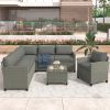 Patio Furniture Set, 5 Piece Outdoor Conversation Set, With Coffee Table, Cushions And Single Chair