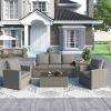5 Piece Rattan Sectional Seating Group With Cushions And Table, Patio Furniture Sets, Outdoor Wicker Sectional