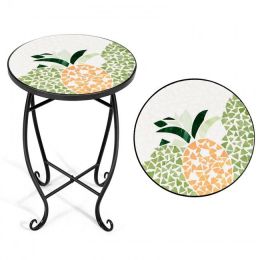 Modern Stylish Design Outdoor Indoor Steel Accent Plant Stand Cobalt Table (Color: Yellow, size: 14 Inch)