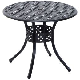 Business Occasions 33" Round Patio Cast Aluminium Bistro Table (Color: Black, size: 33 Inch)
