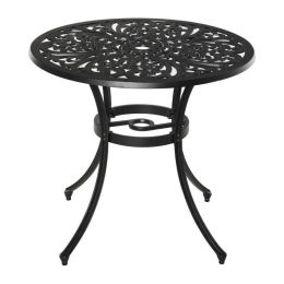 Business Occasions 33" Round Patio Cast Aluminium Bistro Table (Color: Black, size: 34 Inch)