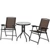 Garden Furniture Outdoor Patio Bistro 3 Pieces Set Of Round Table And Folding Chairs