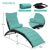 Patio Wicker Sun Lounger, Pe Rattan Foldable Chaise Lounger With Removable Cushion And Bolster Pillow, Black Wicker And Beige Cushion (2 Sets)