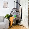 Swing Egg Chair  Stand Indoor Outdoor Wicker Rattan Patio Basket Hanging Chair With C Type Bracket