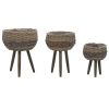 Planter 3 Pcs Wicker With Pe Lining