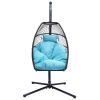 Hanging Egg Swing Chair With Stand Hammock Chair With Soft Cushion And Pillow For Backyard, Garden, Patio Xh