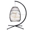 Hanging Egg Swing Chair With Stand Hammock Chair With Soft Cushion And Pillow For Backyard, Garden, Patio Xh