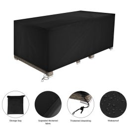 Free Shipping 210D Oxford Cloth Outdoor Furniture Dust Cover Rain Cover Outdoor Table And Chair Cover Black Yj (size: M)