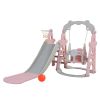 Children Slide Swing Set, 3-In-1 Combination Activity Center Freestanding Slides Playset For Kids Indoor Toddler Climbing Stairs Toy With Basketball H