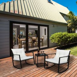 Free Shipping 3 Pieces Patio Set Outdoor Wicker Patio Furniture Sets Modern Bistro Set Rattan Chair Conversation Sets With Coffee Table For Yard And B (Color: Picture)