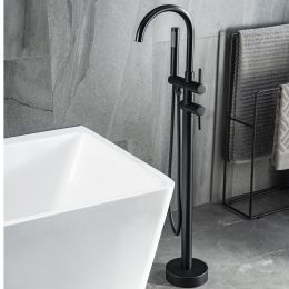 Trustmade Double Handle Freestanding Tub Filler With Handshower - R01 (Color: Matte Black)