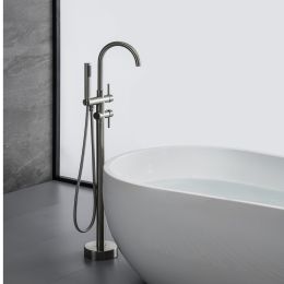 Trustmade Double Handle Freestanding Tub Filler With Handshower - R01 (Color: Brushed Nickel)