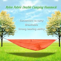 Portable And Durable Compact Nylon Fabric Two-Person Travel Camping Hammock (Color: Orange)