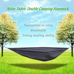 Portable And Durable Compact Nylon Fabric Two-Person Travel Camping Hammock (Color: Black)