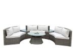 Direct Wicker Outdoor And Garden Patio Sofa Set 6Pcs Reconfigurable Stylish And Modern Style With Seat Cushion And Coffee Table