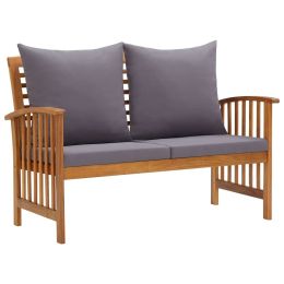 Garden Bench With Cushions 46.9" Solid Acacia Wood (Color: Brown)