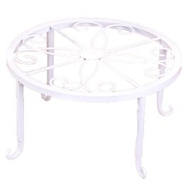 Plant Stand Floor Flower Pot Rack Round Iron Home Garden Indoor Balcony Decor (Color: White)
