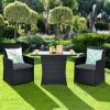 3 Pieces Patio Rattan Furniture Set With Cushion And Sofa Armrest