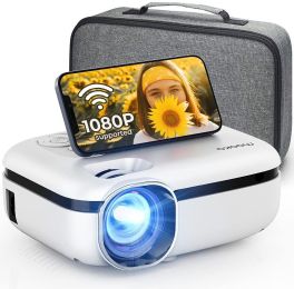 Mooka Wifi Projector 7500L Hd 1080P Movie Home Theater 200'' Display Wireless Us (Color: White)