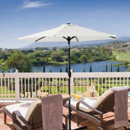 Outdoor Patio Umbrella Table Market Umbrella With Push Button Tilt And 360 Degree Rotation Crank For Garden, Deck, Backyard, Pool Xh (Color: Beige)