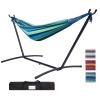 112" Large Size Double Classic Hammock With Stand For 2 Person- Indoor Or Outdoor Use-With Carrying Pouch-Powder-Coated Steel Frame - Durable 450 Poun