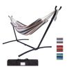 112" Large Size Double Classic Hammock With Stand For 2 Person- Indoor Or Outdoor Use-With Carrying Pouch-Powder-Coated Steel Frame - Durable 450 Poun