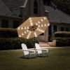 3 Tiers And 8 Ribs Outdoor Umbrella With 32 Led Lights,Patio Table Umbrella With Push Button Tilt And Crank,Beige