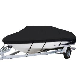 Heavy Duty 600D Marine Grade Waterproof Boat Cover Fit V-Hull Tri-Hull Runabout (size: 20-22 Ft)