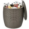 9.5 Gallon 4-In-1 Patio Rattan Cool Bar Cocktail Table Side Table Xh