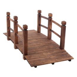 Arch Bridge Small Wooden Bridge Courtyard Outdoor Anticorrosive Wood Landscape Bridge (Color: Carbonized Color)