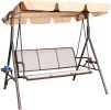 3 Person Patio Swing Seat With Adjustable Canopy For Patio, Garden, Poolside, Balcony