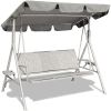 3 Person Patio Swing Seat With Adjustable Canopy For Patio, Garden, Poolside, Balcony
